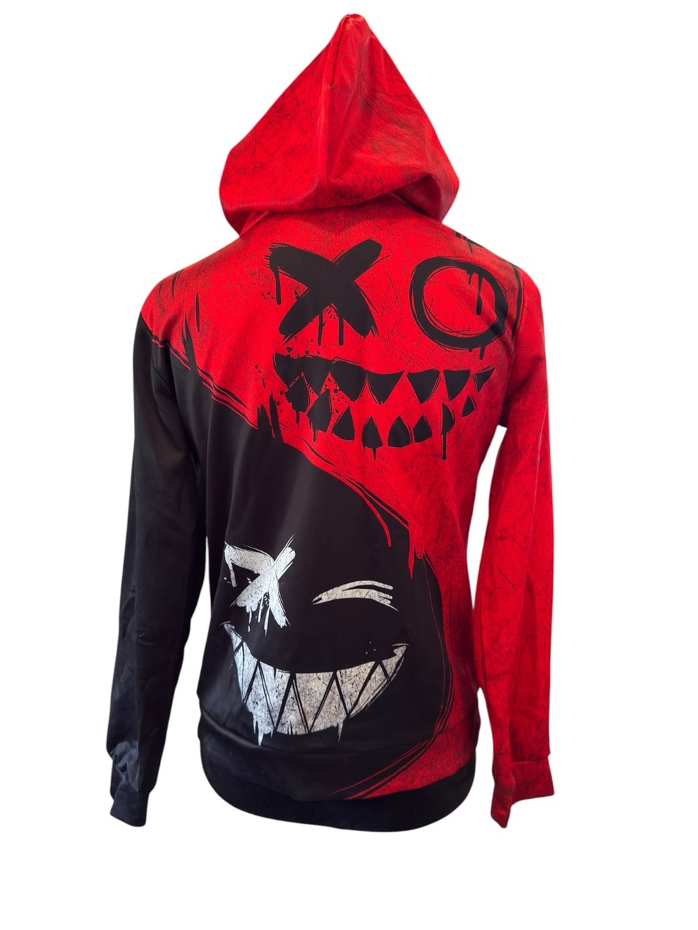 Youth Large Graphic Hoodie Large Black Red Grunge Streetwear Edgy Aesthetic - Picture 7 of 10